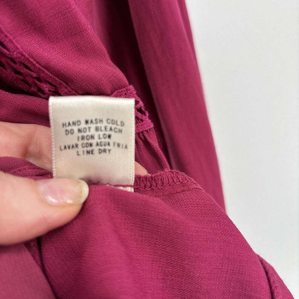 Skies Are Blue Pink Pintuck Eyelet Trim Top M anthropologie - Picture 4 of 5